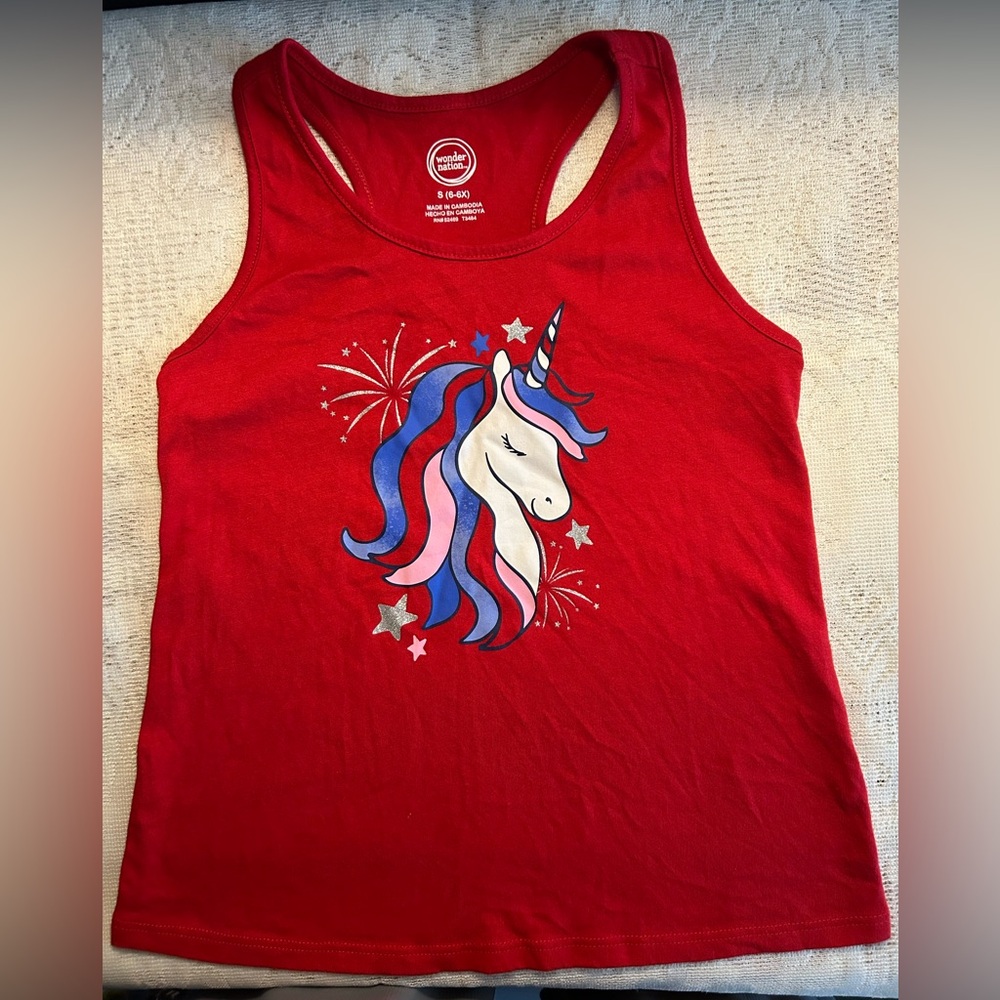 5 for $25 - Wonder Nation Red Unicorn Tank Top